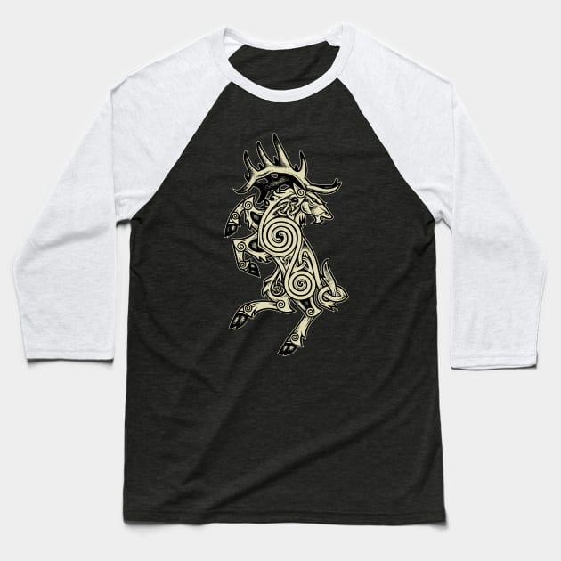 Celtic Elk Rampant Baseball T-Shirt by celtichammerclub